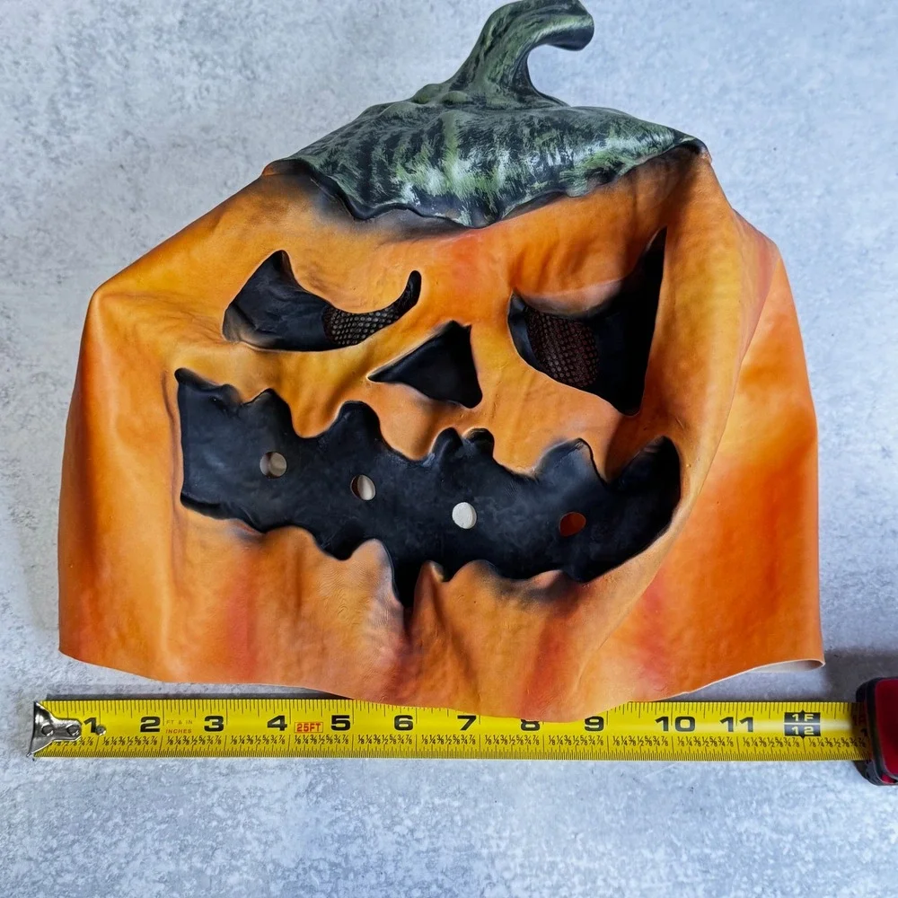 Evil Jack O Lantern Halloween Mask Latex Scary Pumpkin Head Horror Costume
